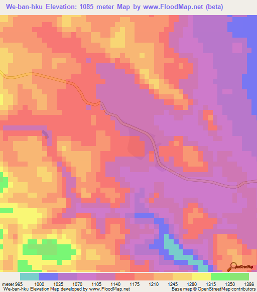 We-ban-hku,Myanmar Elevation Map