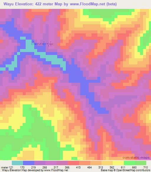 Wayu,Myanmar Elevation Map