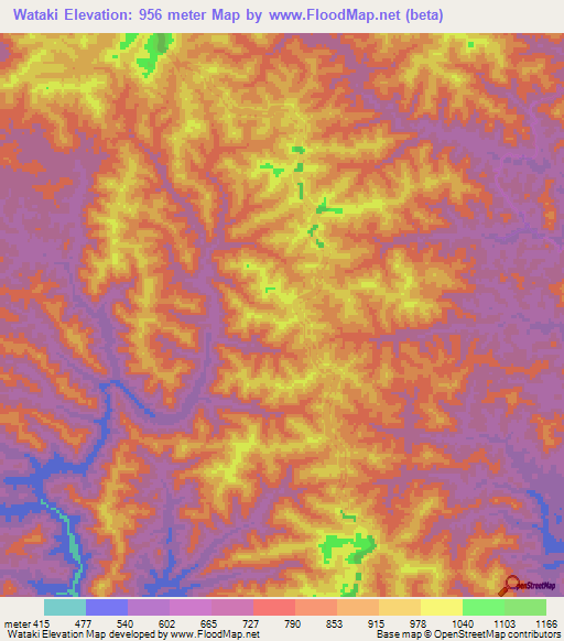 Wataki,Myanmar Elevation Map