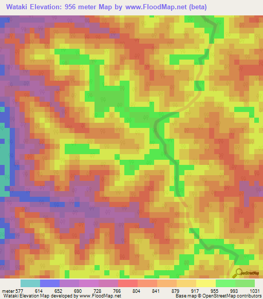 Wataki,Myanmar Elevation Map