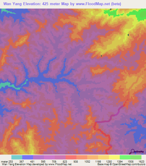 Wan Yang,Myanmar Elevation Map