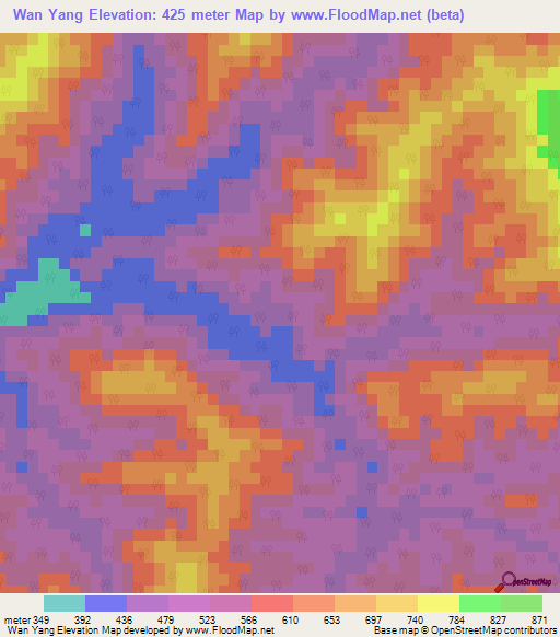 Wan Yang,Myanmar Elevation Map