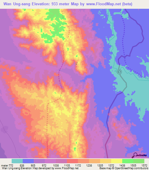 Wan Ung-sang,Myanmar Elevation Map