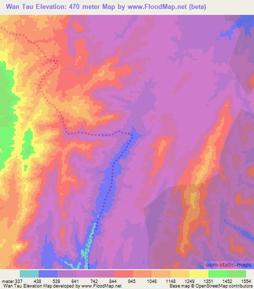 Wan Tau,Myanmar Elevation Map