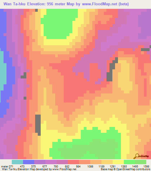 Wan Ta-hku,Myanmar Elevation Map