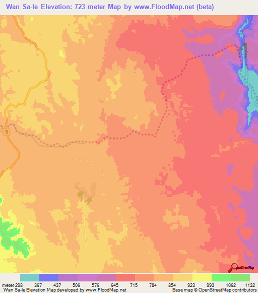 Wan Sa-le,Myanmar Elevation Map