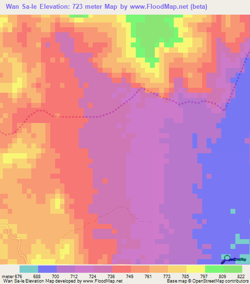 Wan Sa-le,Myanmar Elevation Map