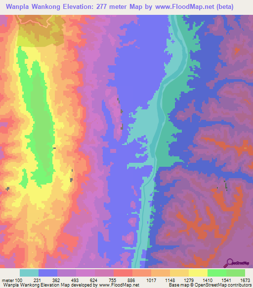 Wanpla Wankong,Myanmar Elevation Map