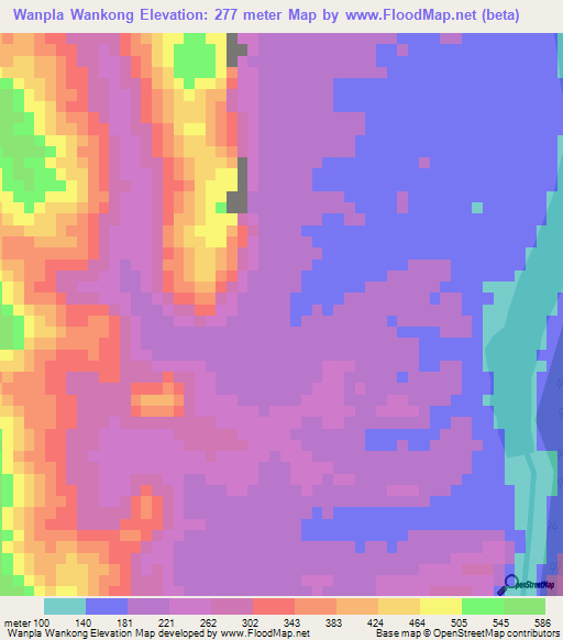 Wanpla Wankong,Myanmar Elevation Map