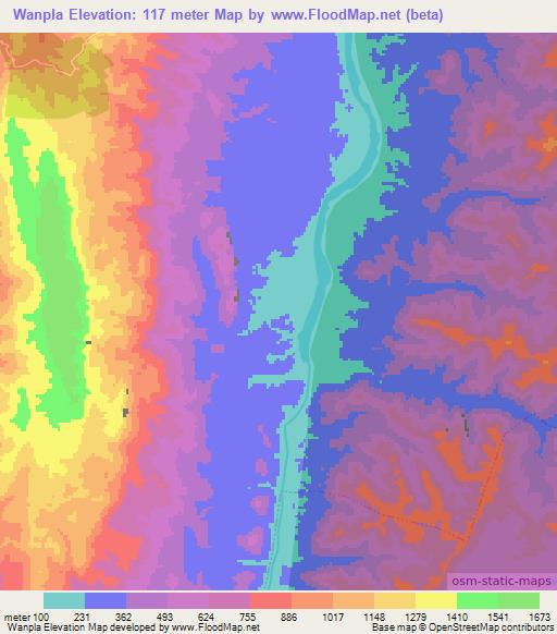 Wanpla,Myanmar Elevation Map