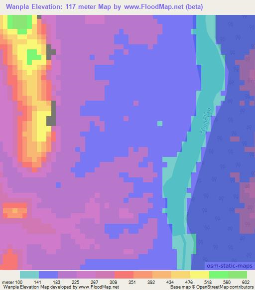 Wanpla,Myanmar Elevation Map