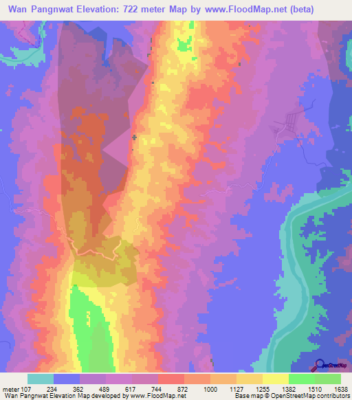 Wan Pangnwat,Myanmar Elevation Map