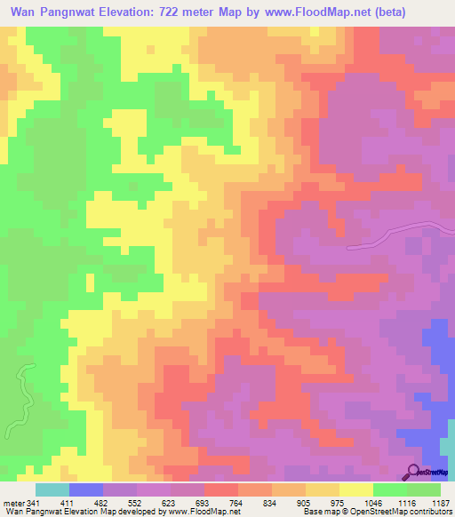 Wan Pangnwat,Myanmar Elevation Map