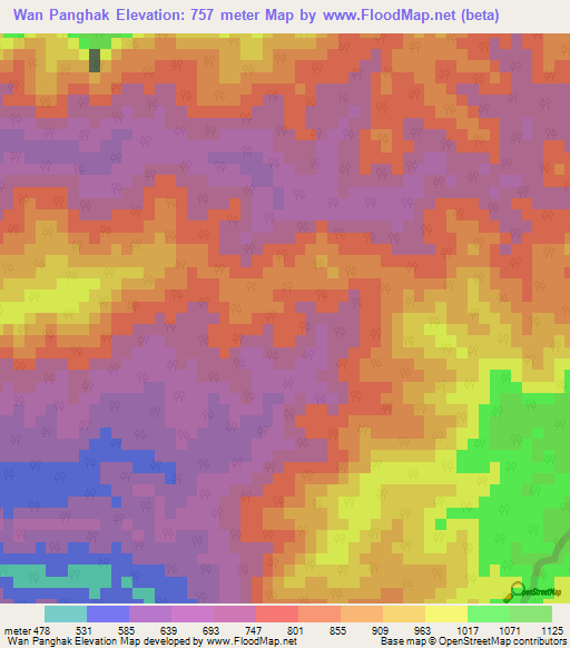 Wan Panghak,Myanmar Elevation Map