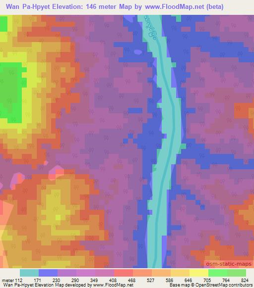 Wan Pa-Hpyet,Myanmar Elevation Map