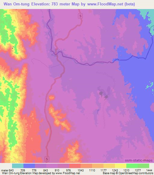 Wan Om-tung,Myanmar Elevation Map