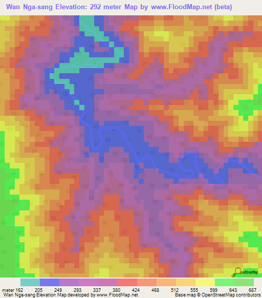 Wan Nga-sang,Myanmar Elevation Map