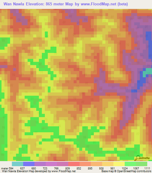 Wan Nawla,Myanmar Elevation Map