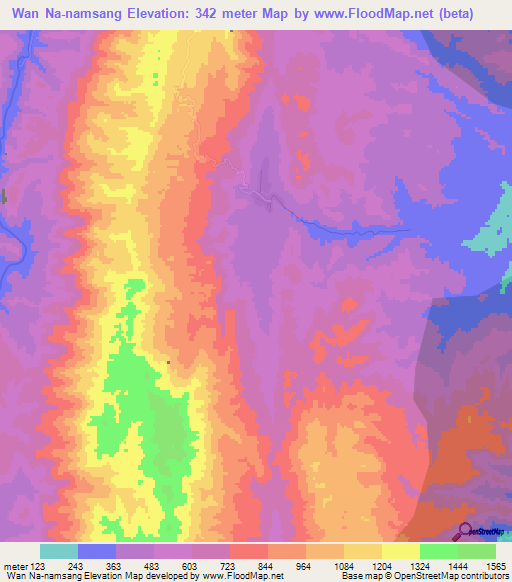 Wan Na-namsang,Myanmar Elevation Map