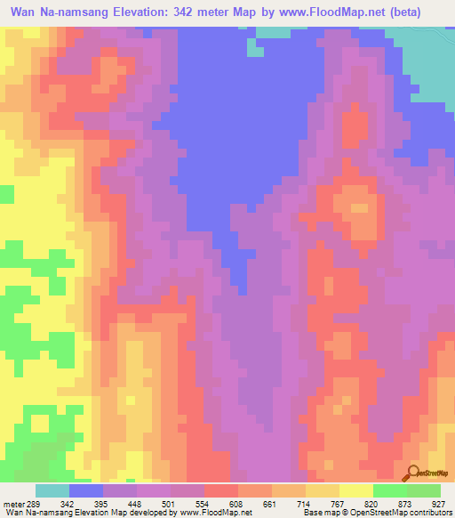 Wan Na-namsang,Myanmar Elevation Map