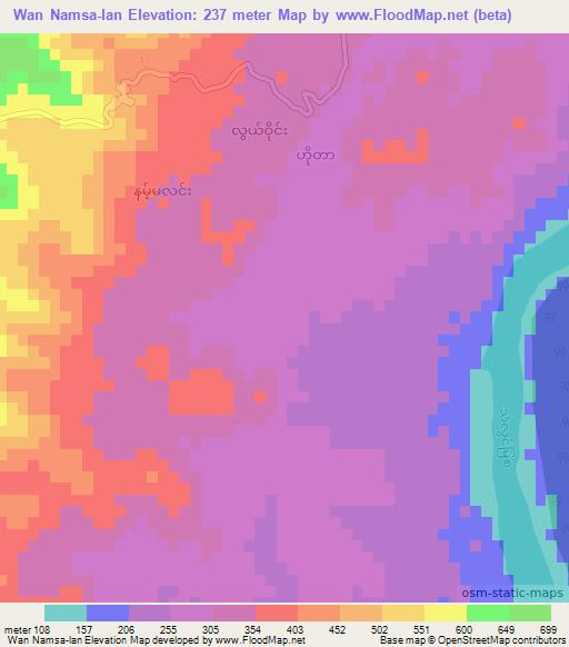 Wan Namsa-lan,Myanmar Elevation Map