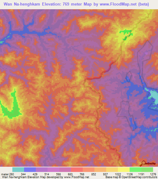 Wan Na-henghkam,Myanmar Elevation Map