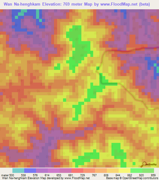 Wan Na-henghkam,Myanmar Elevation Map