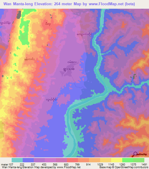 Wan Manta-leng,Myanmar Elevation Map