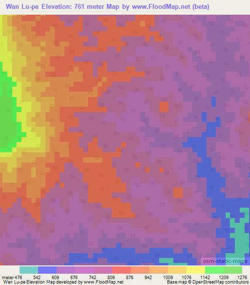 Wan Lu-pe,Myanmar Elevation Map