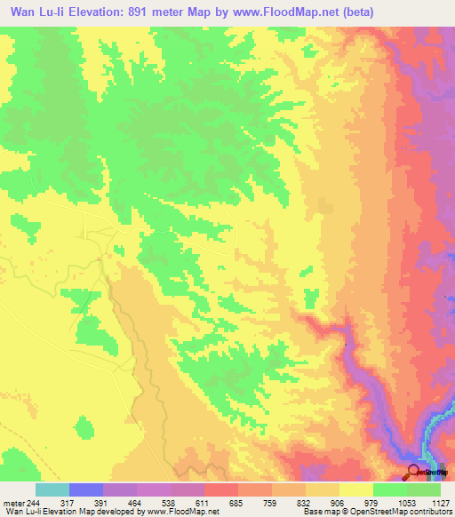 Wan Lu-li,Myanmar Elevation Map