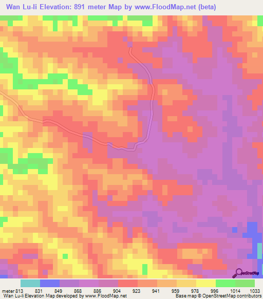 Wan Lu-li,Myanmar Elevation Map