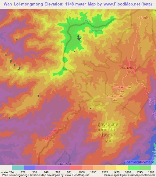 Wan Loi-mongmong,Myanmar Elevation Map