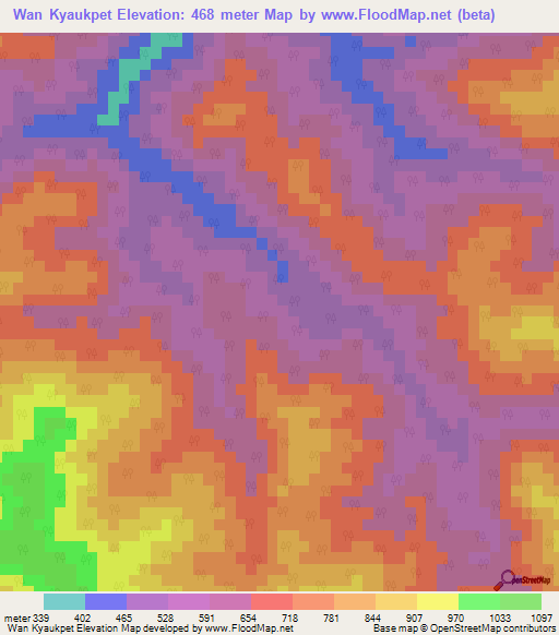 Wan Kyaukpet,Myanmar Elevation Map