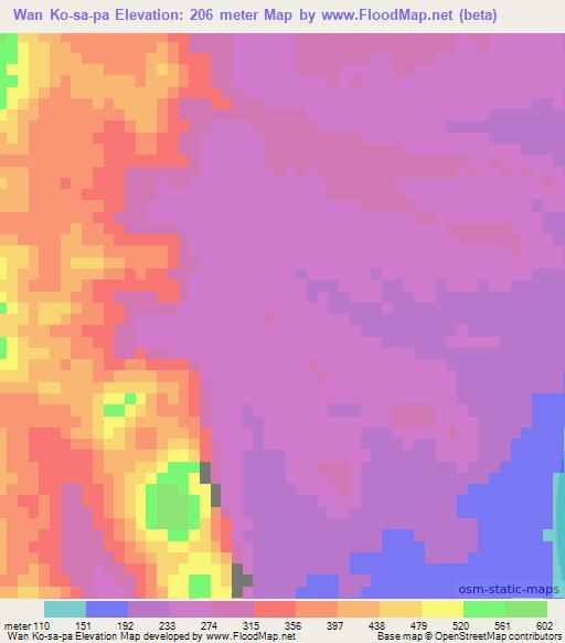 Wan Ko-sa-pa,Myanmar Elevation Map