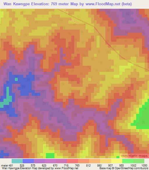 Wan Kawngpe,Myanmar Elevation Map