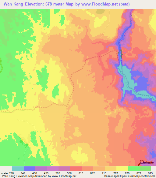 Wan Kang,Myanmar Elevation Map