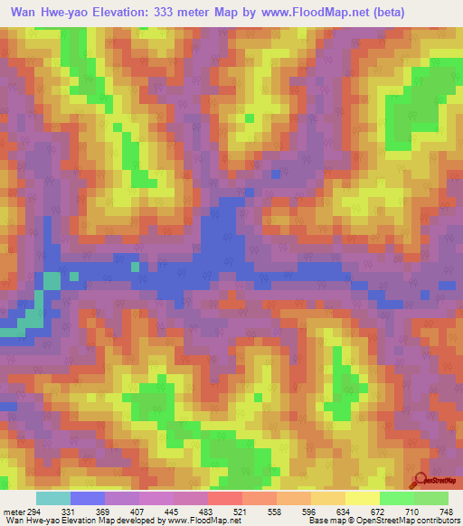 Wan Hwe-yao,Myanmar Elevation Map