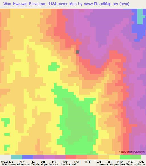 Wan Hwe-wai,Myanmar Elevation Map