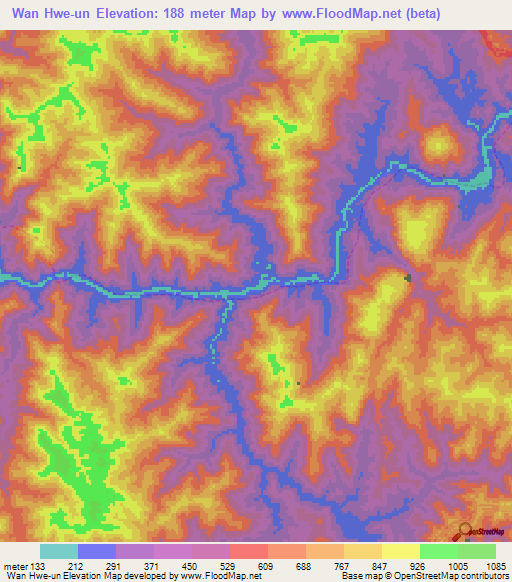 Wan Hwe-un,Myanmar Elevation Map