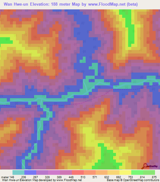 Wan Hwe-un,Myanmar Elevation Map