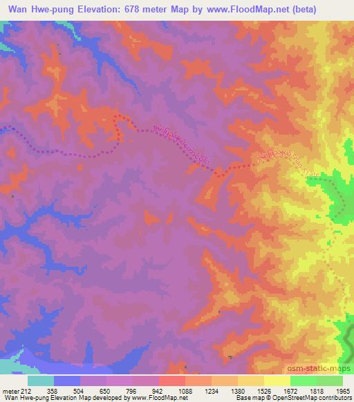 Wan Hwe-pung,Myanmar Elevation Map