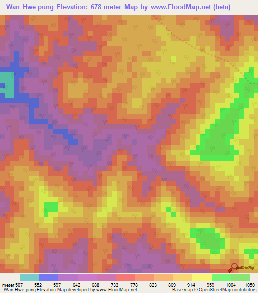 Wan Hwe-pung,Myanmar Elevation Map