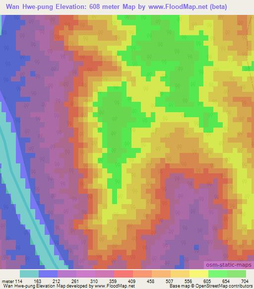 Wan Hwe-pung,Myanmar Elevation Map