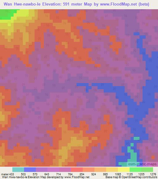 Wan Hwe-nawbo-le,Myanmar Elevation Map