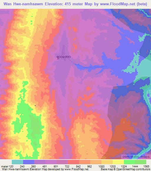 Wan Hwe-namhsawm,Myanmar Elevation Map