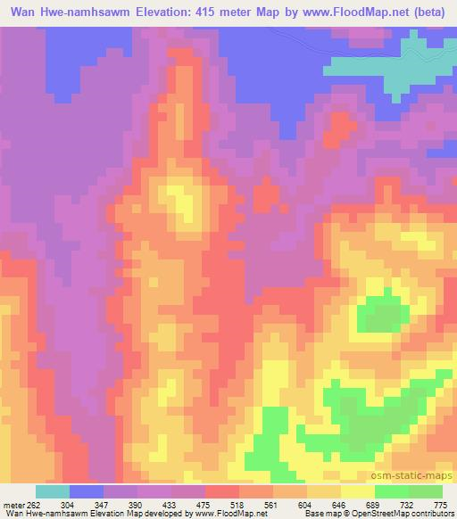 Wan Hwe-namhsawm,Myanmar Elevation Map