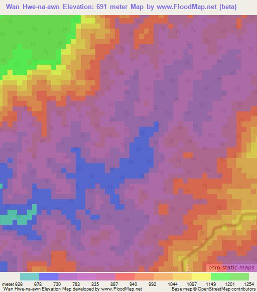 Wan Hwe-na-awn,Myanmar Elevation Map