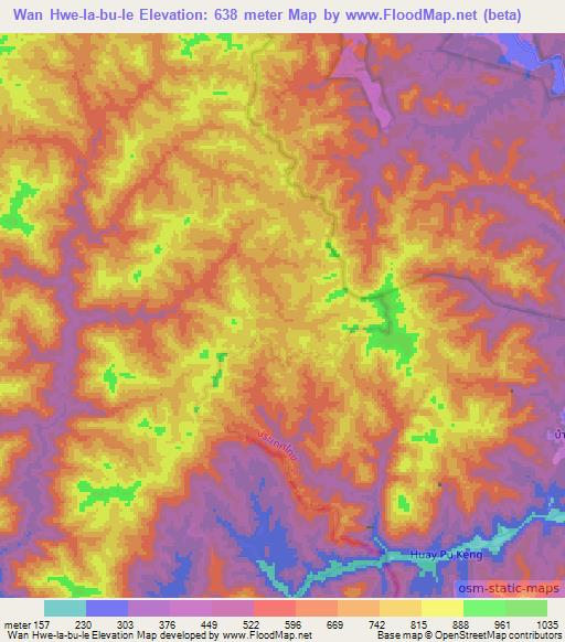 Wan Hwe-la-bu-le,Myanmar Elevation Map