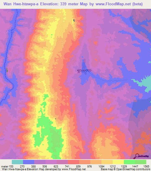 Wan Hwe-htawpa-a,Myanmar Elevation Map