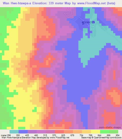 Wan Hwe-htawpa-a,Myanmar Elevation Map